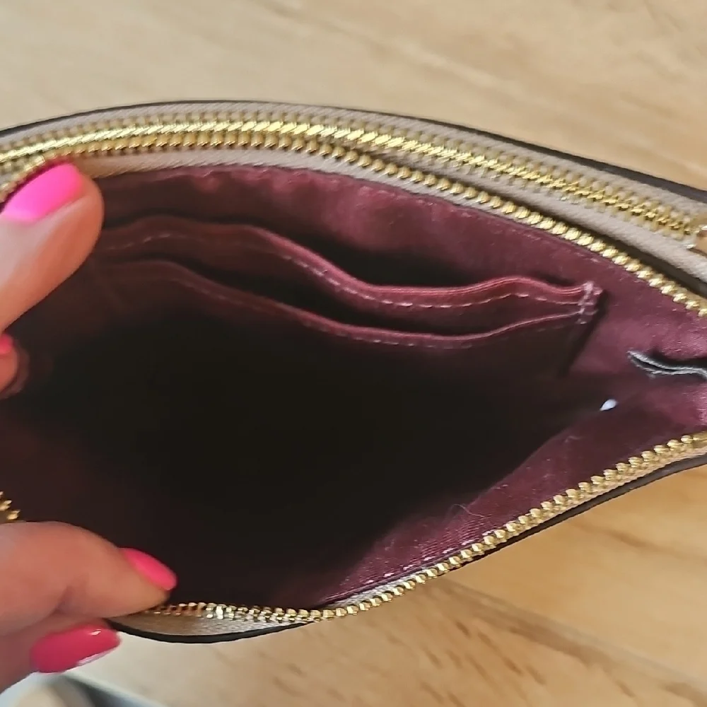 Coach Tan Pebbled Leather Wristlet